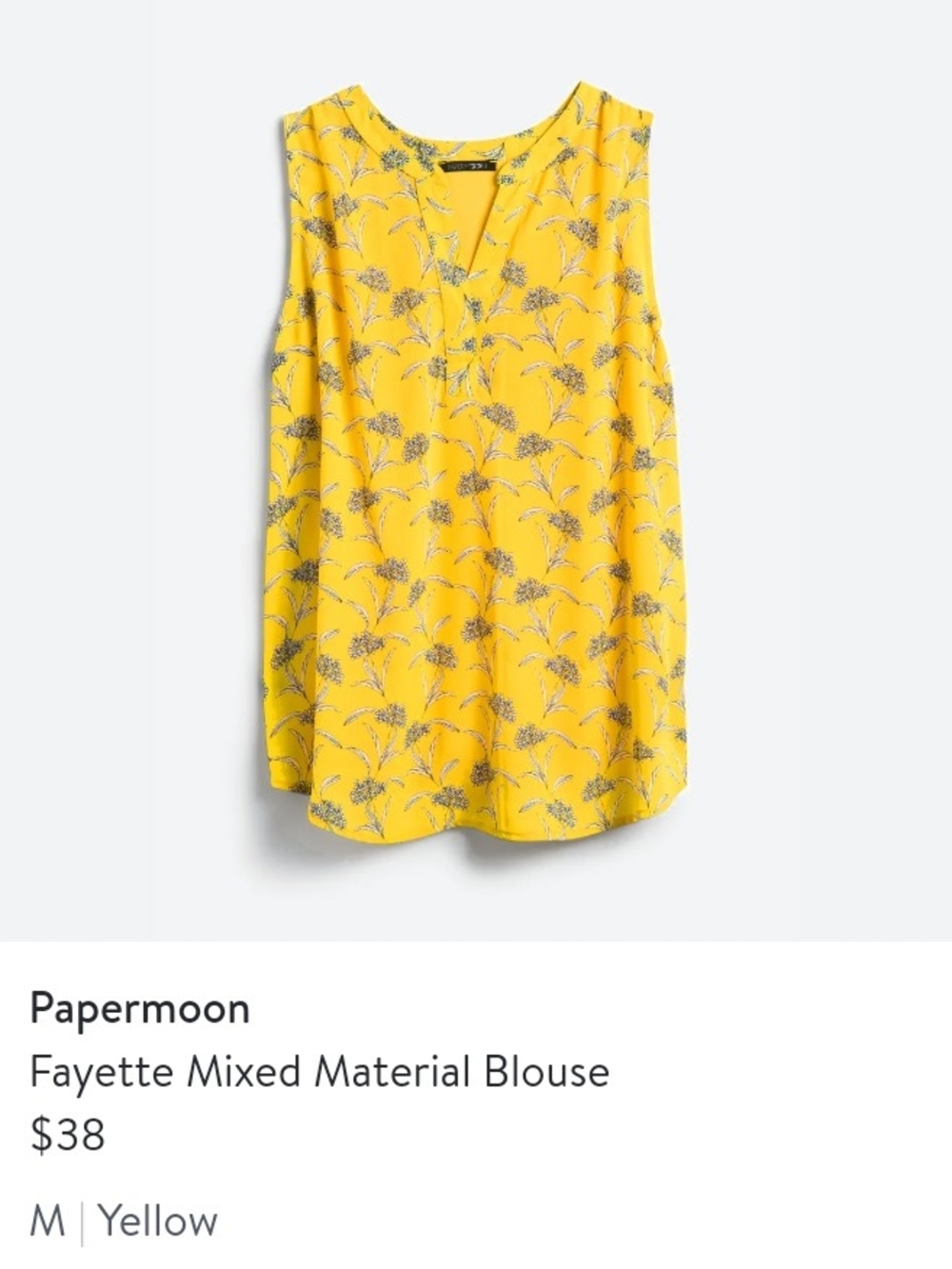 Papermoon Yellow Sleeveless V-Neck Blouse